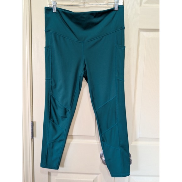 Xersion Pants - Xersion Womens Ankle Leggings Teal Green High Waist Ribbed Pockets Size 7/8